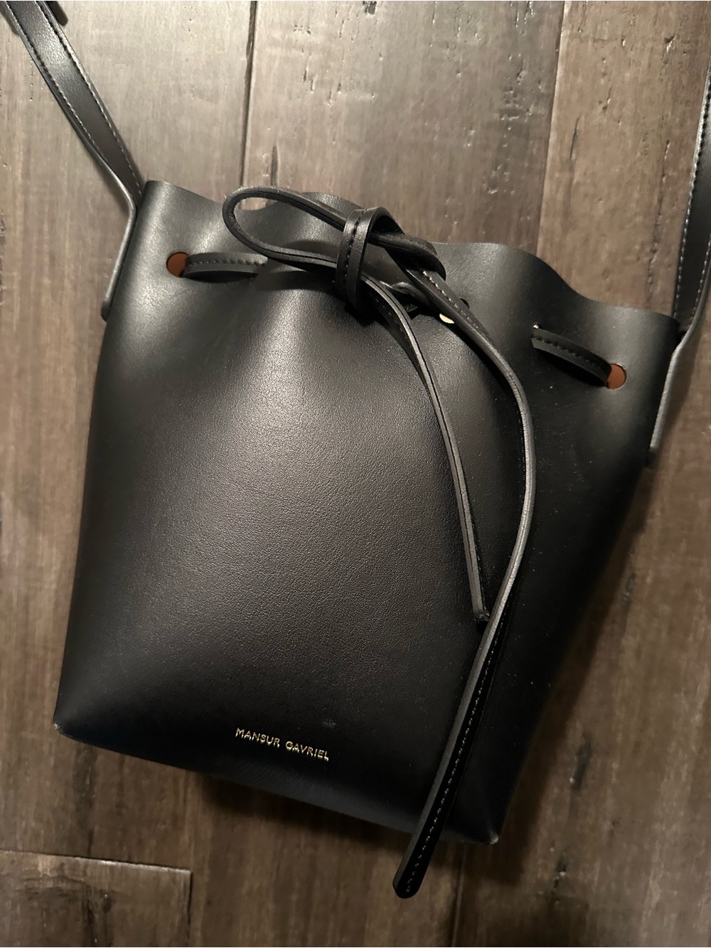 Mansur Gavriel Black Leather Logo Detail